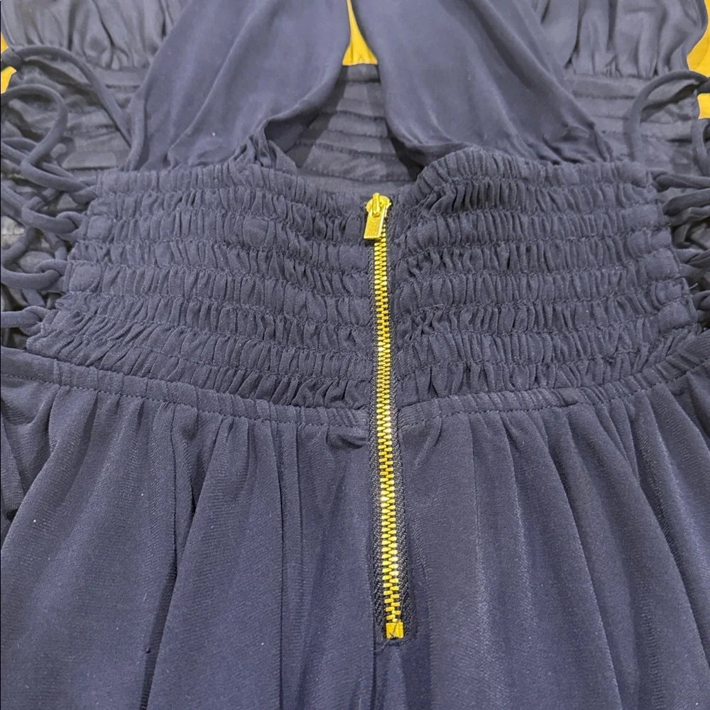 Express Halter Navy Blue Lace up Dress - Picture 6 of 8